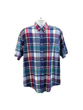 Vintage Ralph Lauren Mens Large Shirt Blaire Plaid Multicolor Relaxed Fit Button
